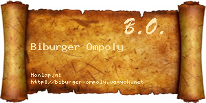 Biburger Ompoly névjegykártya